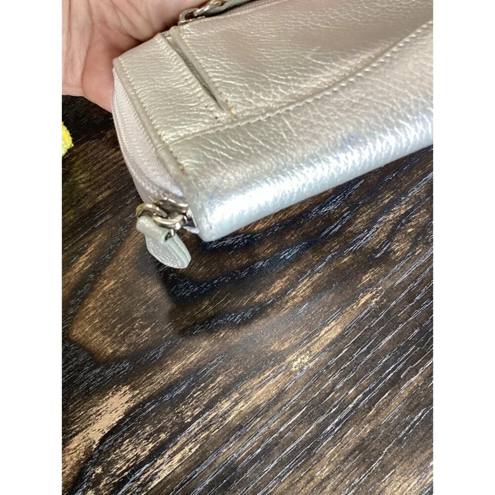 Tignanello Silver Leather Long Zip Around Wallet with Key Ring - Picture 11 of 11